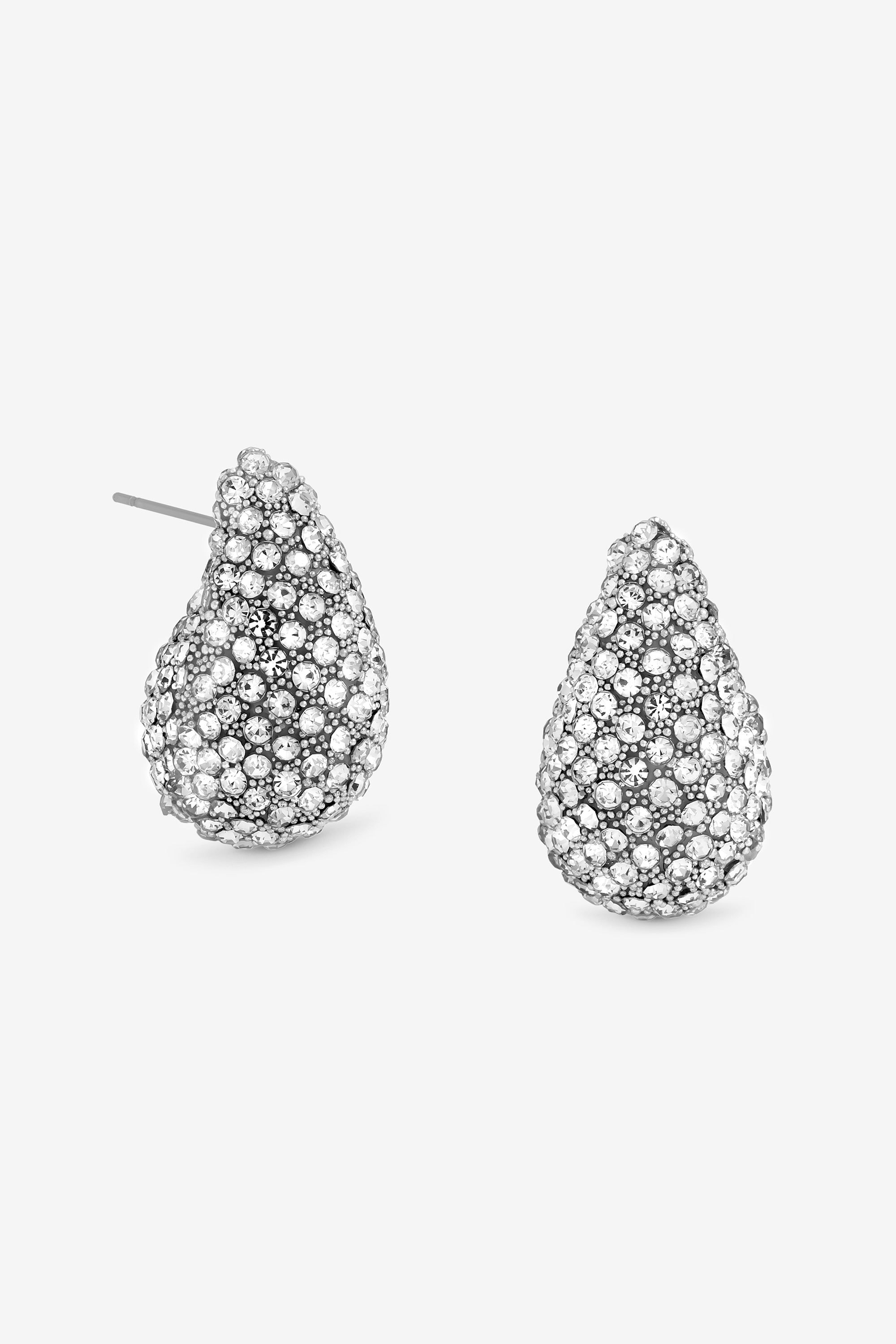 Mood Silver Crystal Dome Stud Earrings image 1