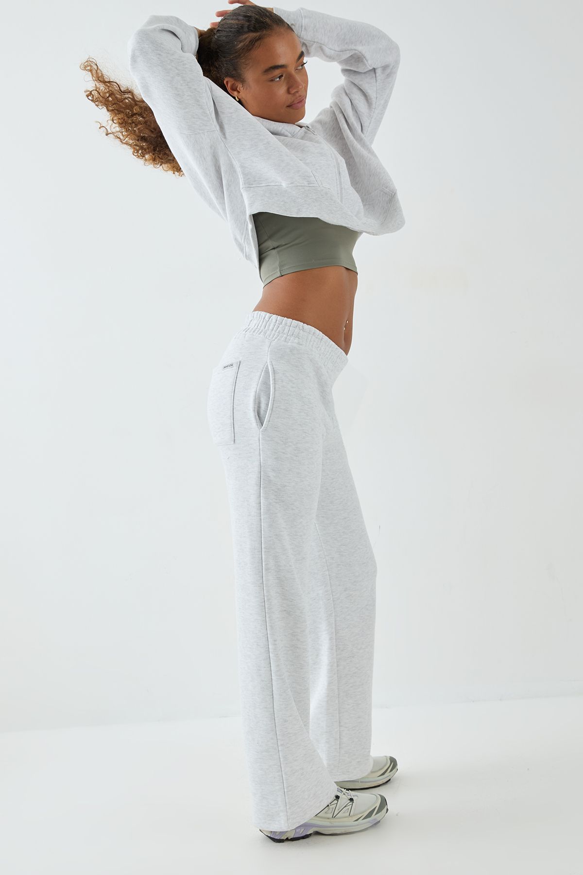 DSGN Studio DSGN Studio Boxy Crop Zip Through Hoodie Ash Grey image 4