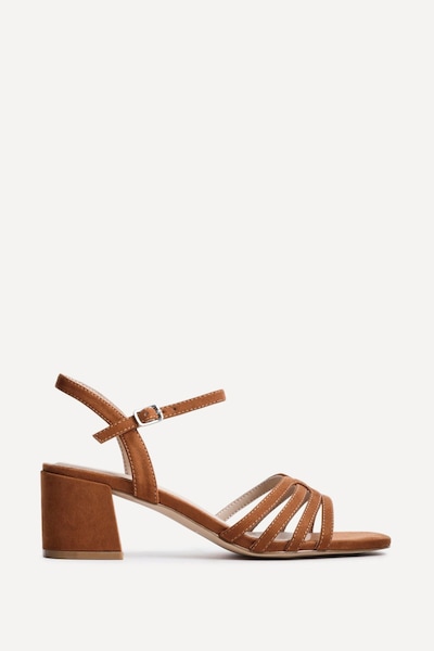 Linzi Adira Tan Faux Suede Strappy Heeled Sandals