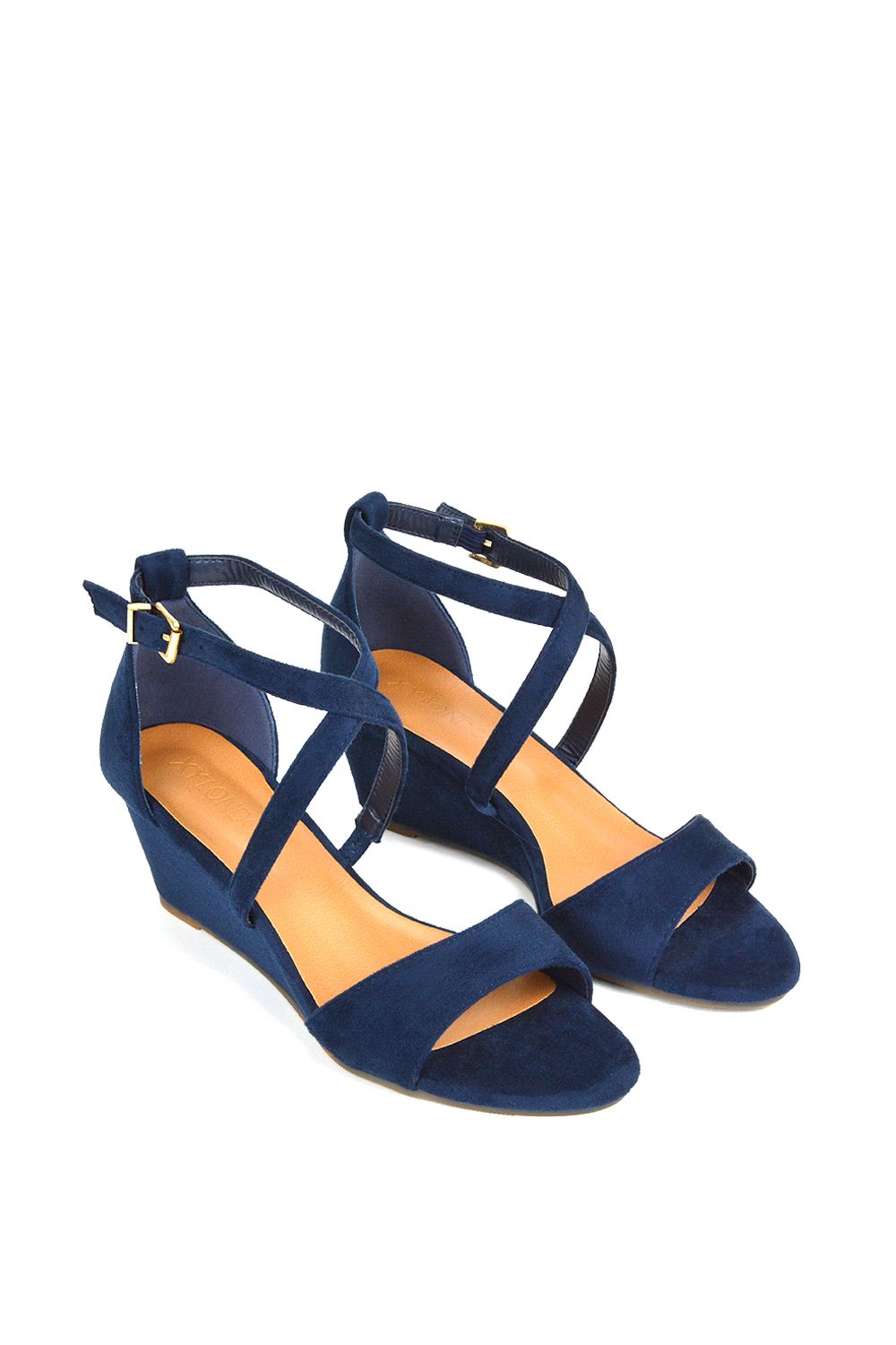 XY London 'Kylie' Strappy Mid Wedge Heel Shoes With Ankle Strap image 4