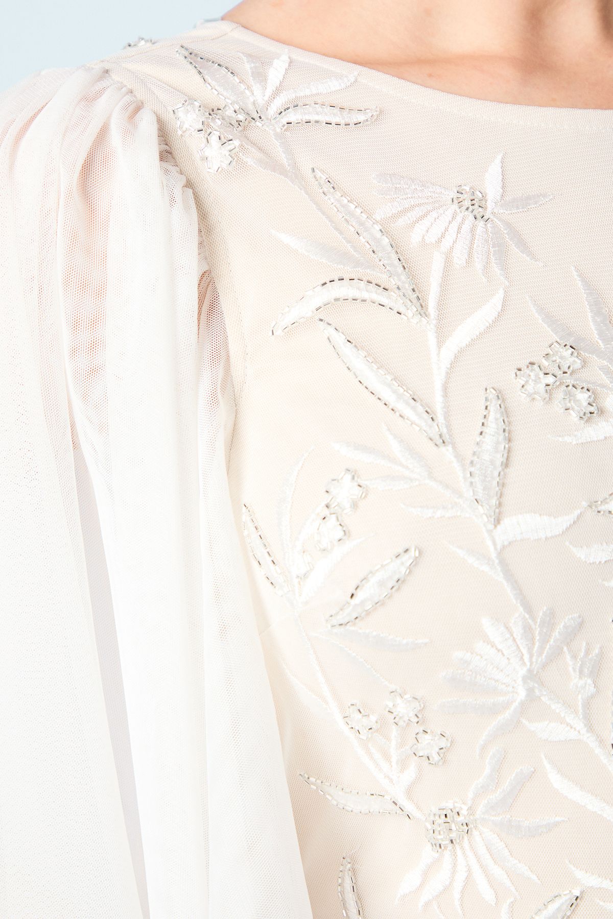 Coast Flutter Sleeve Embroidered Tulle Wedding Dress Ivory image 5