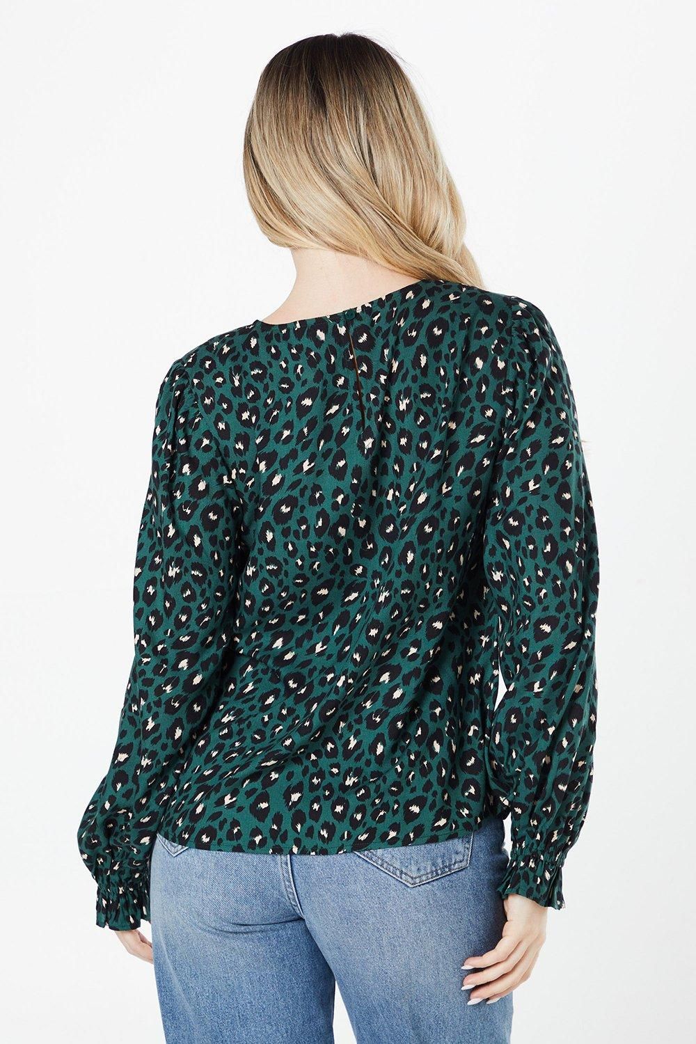 Dorothy Perkins Animal Long Sleeve Blouse Green image 3