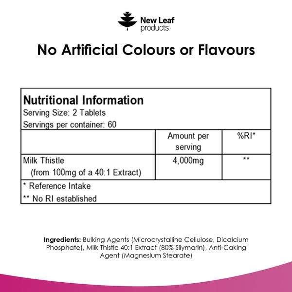 New leaf health Milk Thistle Tablets - 80% Silymarin High Strength - 120 Tablets - Milk Thistle Supplements image 6