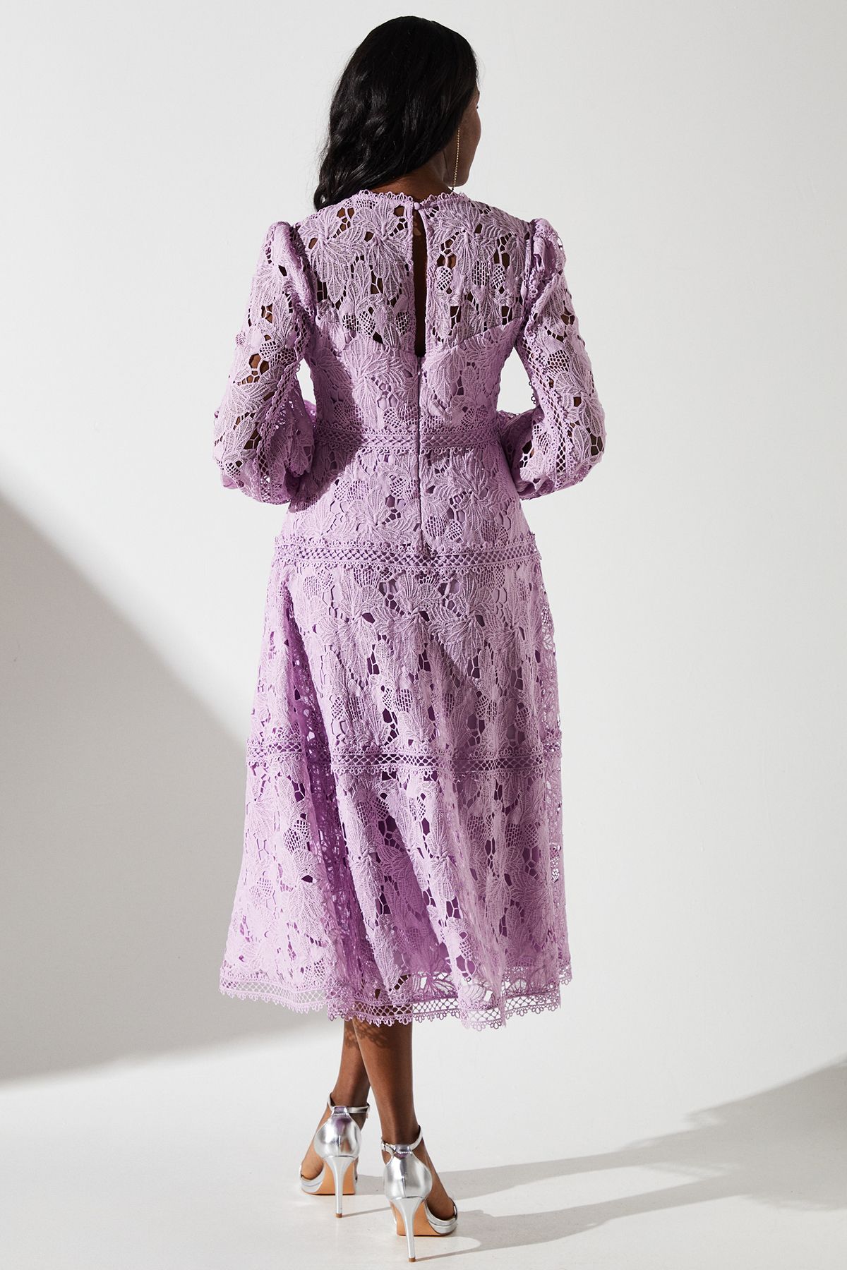 Coast Lace Panelled Long Sleeve Dress Lilac image 3