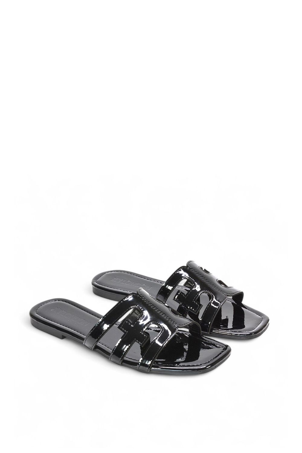 XY London 'Ellie' Square Toe Cut Out Strap Flat Sandal Slides image 4