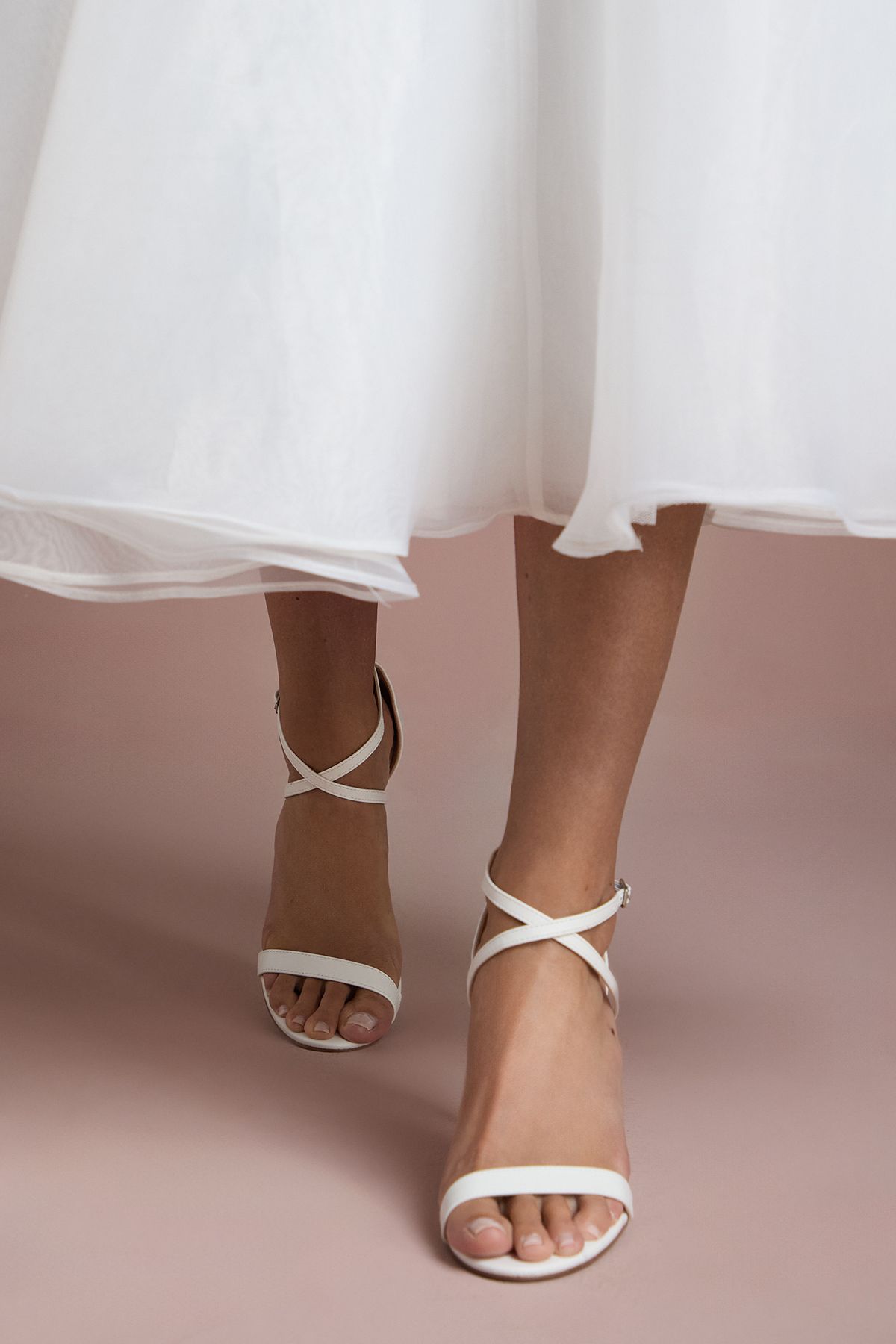 Coast Bridal Strictly Faux Leather Cross Strap High Stiletto Sandals White image 2