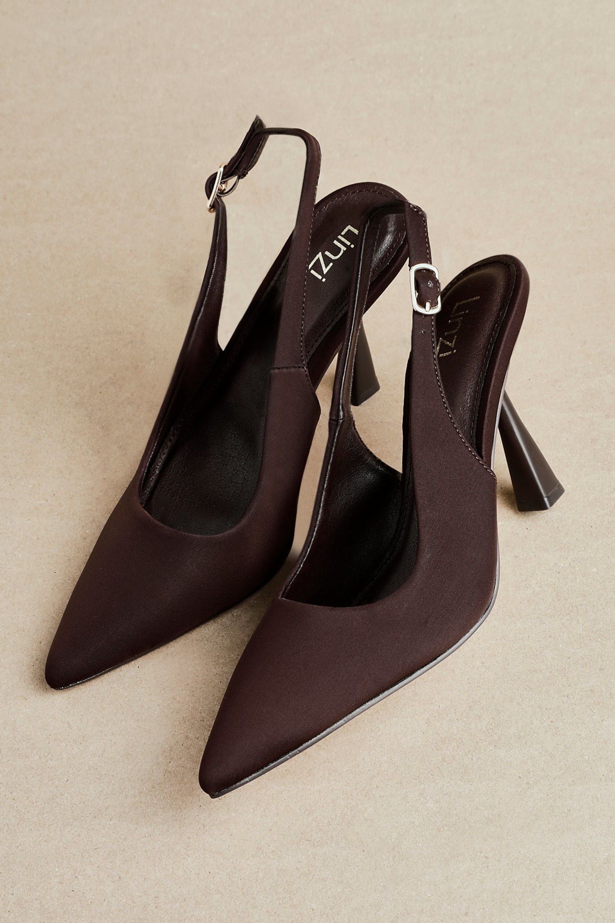 Linzi Una Brown Lycra Sling Back Court Heel image 6