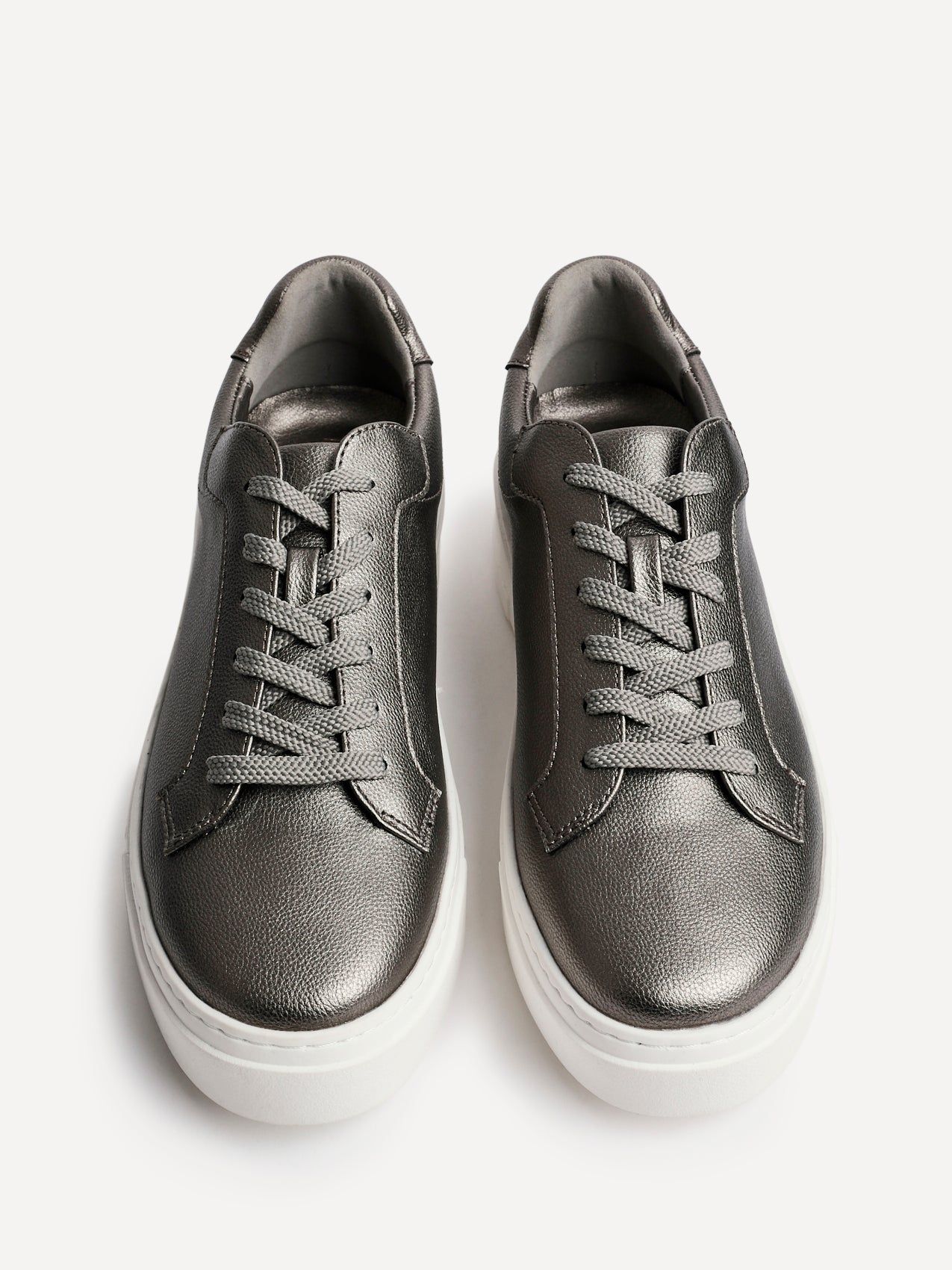 Linzi Jersey Pewter Faux Leather Lace Up Flatform Trainers image 4