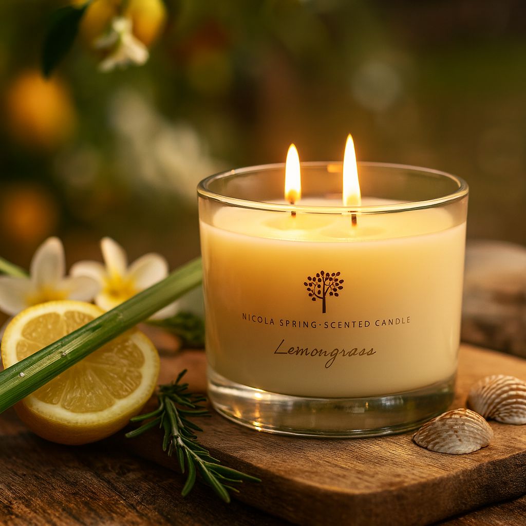 Nicola Spring 350g Lemongrass Soy Wax Candle - Double Wick Fruity Jar image 2