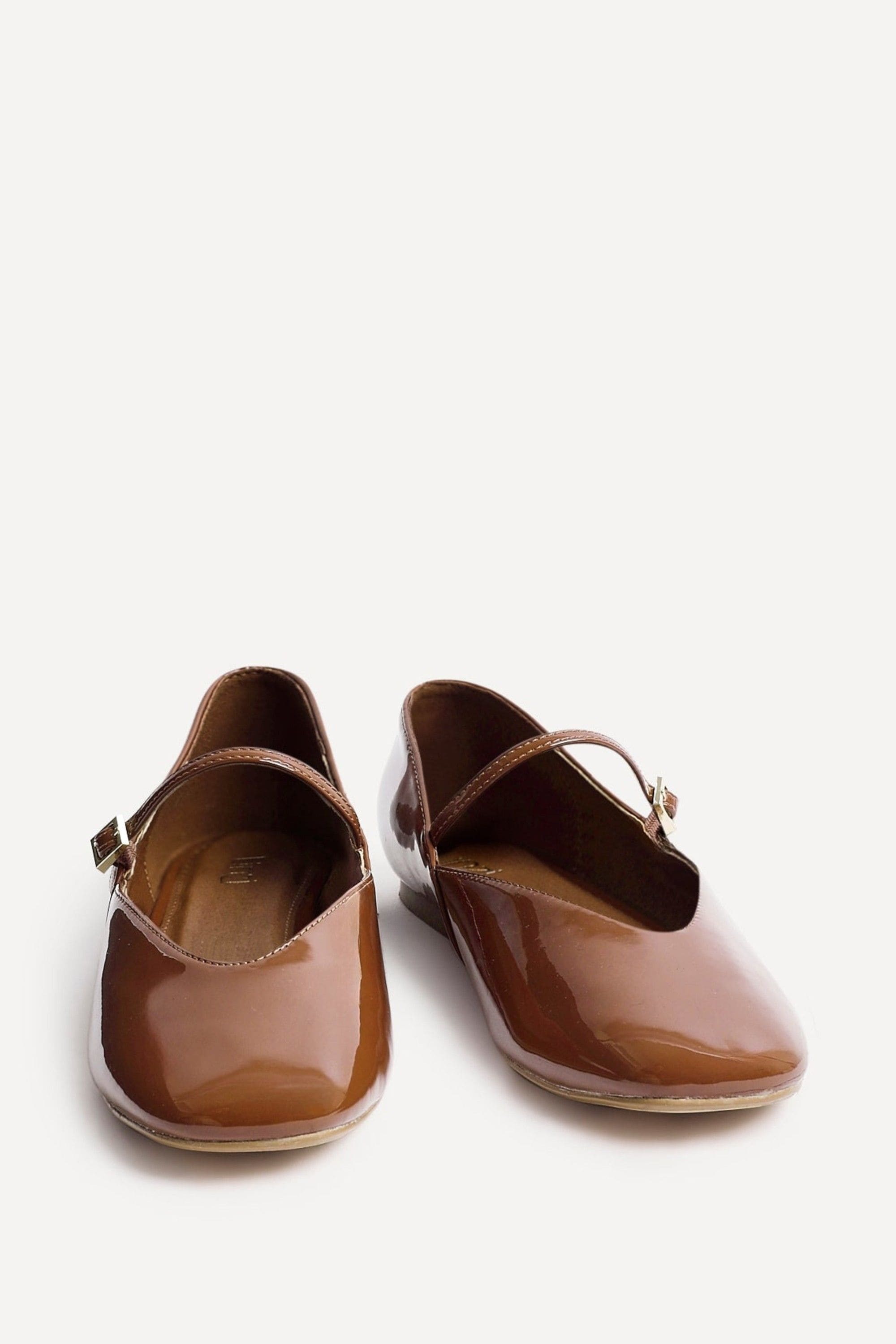 Linzi Hush Caramel Faux Leather Mary Jane Style Flats image 3