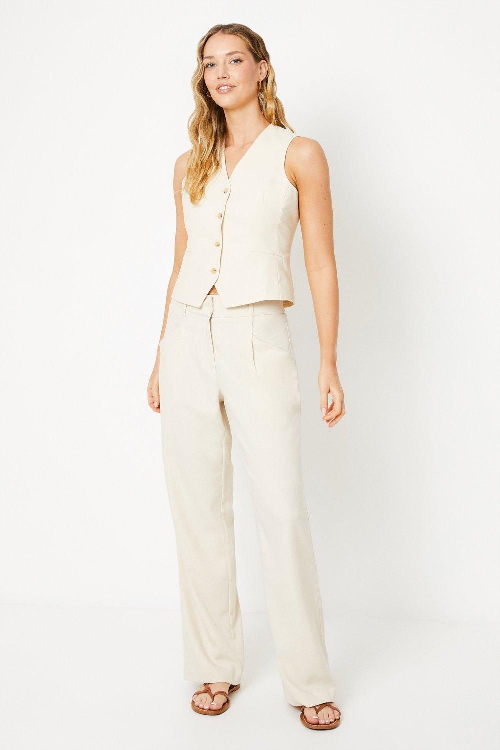 Oasis Drapey Wide Leg Relaxed Trouser Stone image 4