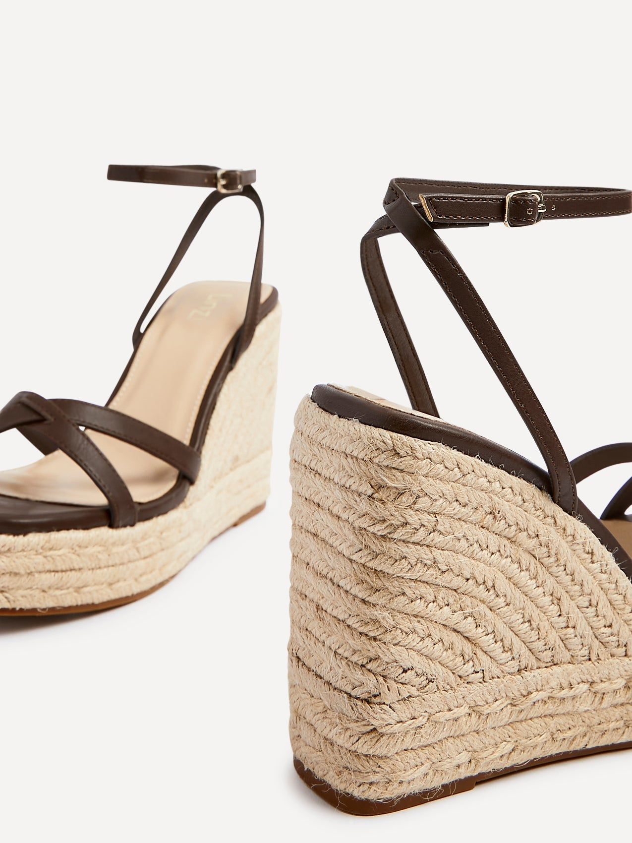 Linzi Desta Brown Nubuck Strappy Rope Wedges image 4