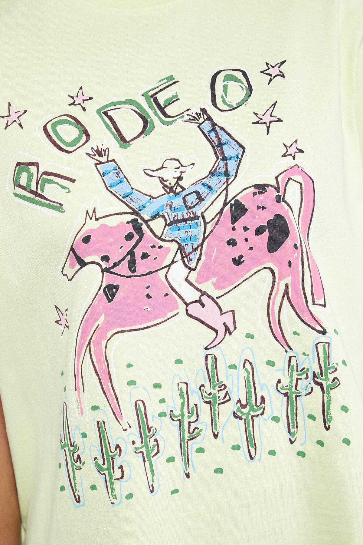 Warehouse Tony Rodeo Print Oversized T-Shirt Lime image 5