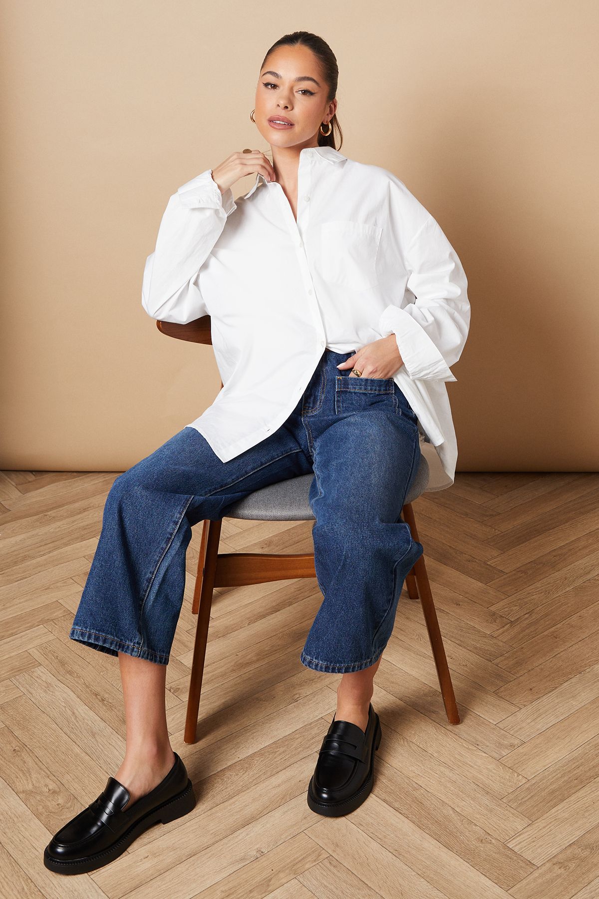 Oasis Bettie Faux Leather Chunky Penny Loafers Black image 2