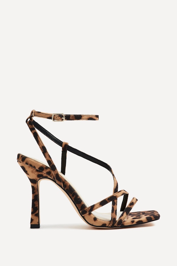 Linzi Savannah Leopard Print Faux Suede Strappy Stiletto High Heel