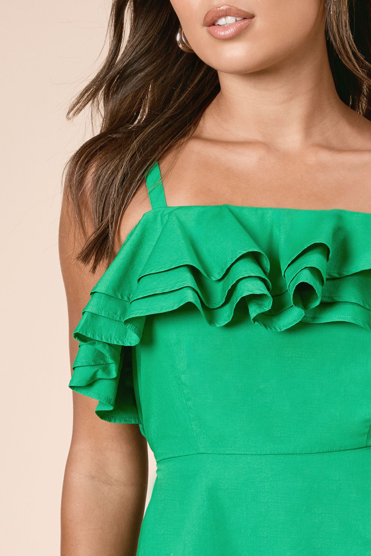 Dorothy Perkins Tiered Frill Neckline Peplum Top Green image 5