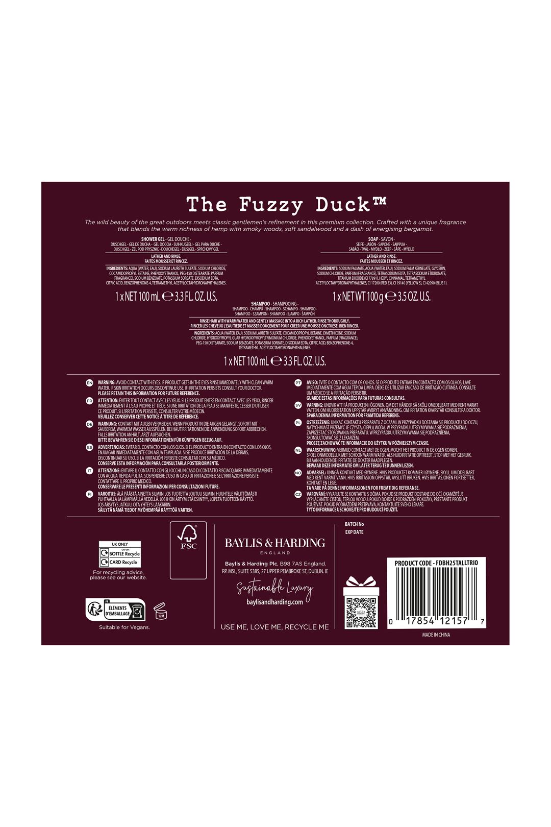 Baylis & Harding The Fuzzy Duck Bergamot, Hemp & Sandalwood Men's Luxury Essentials Gift Set Multi image 8