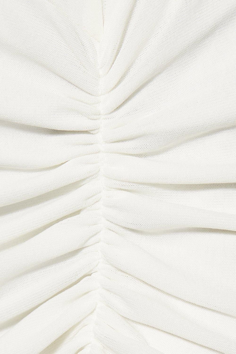 MissPap Mesh Hammered Gold Trim Grown On Neck Split Leg Mini Dress Ivory image 5