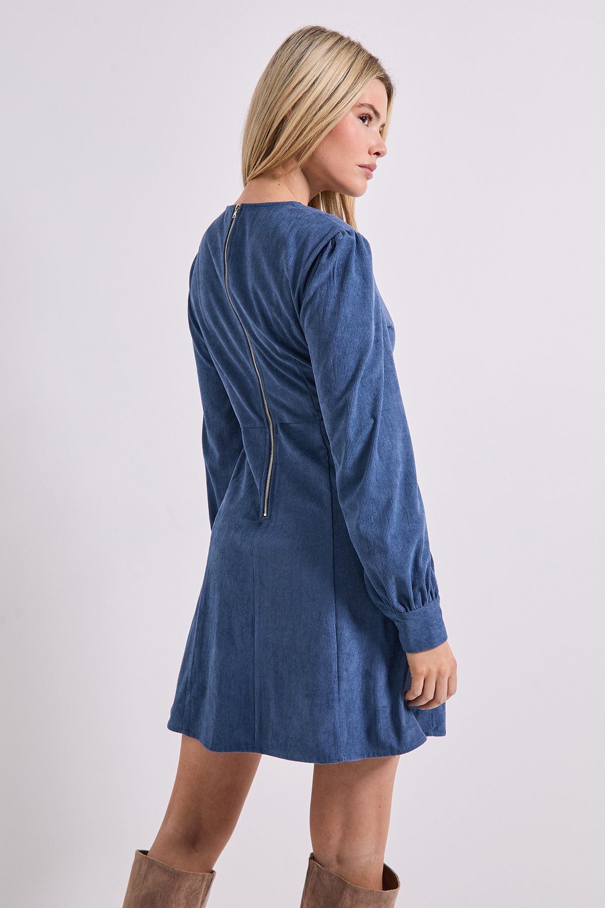 Dorothy Perkins Seam Detail Cord Mini Dress Blue image 3