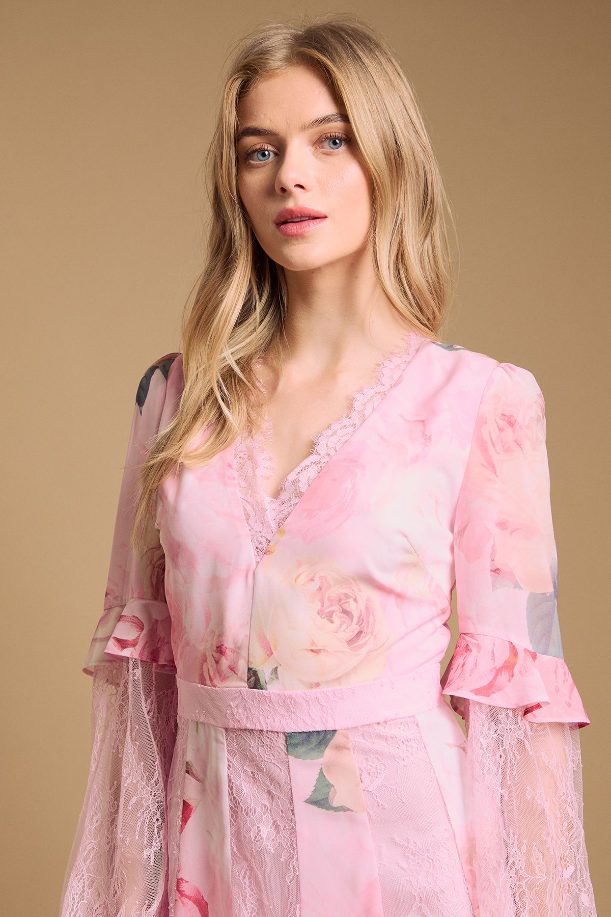 Oasis Lace Panel Midi Dress Pink image 5