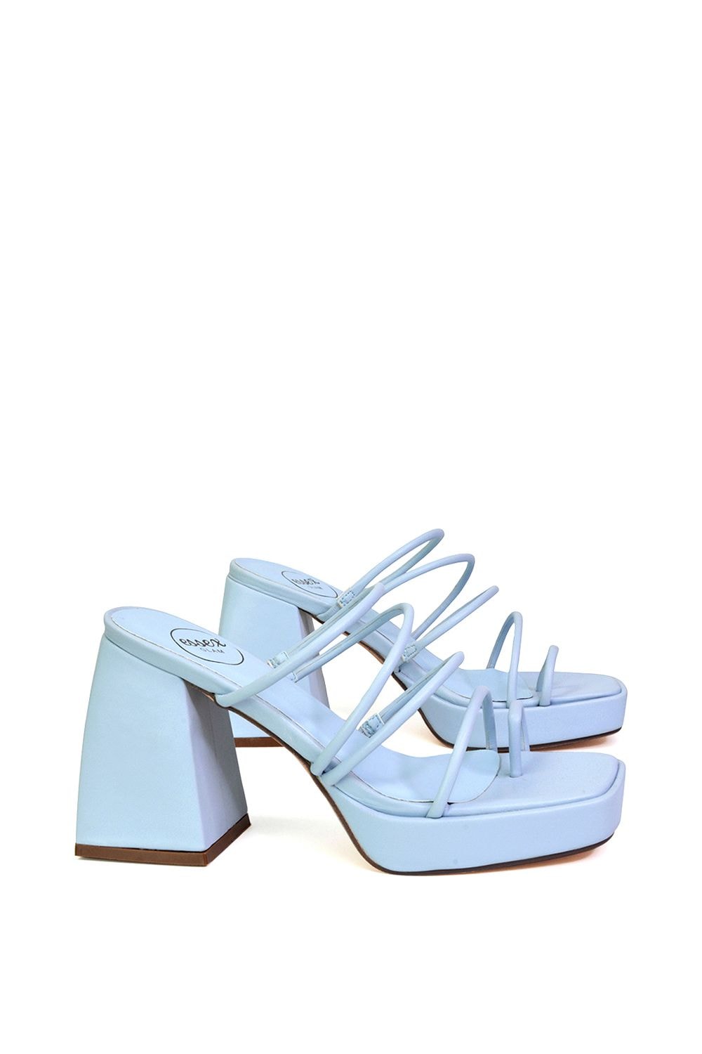 XY London 'Colt' Strappy Square Toe High Block Heel Platform Mule Sandals image 2