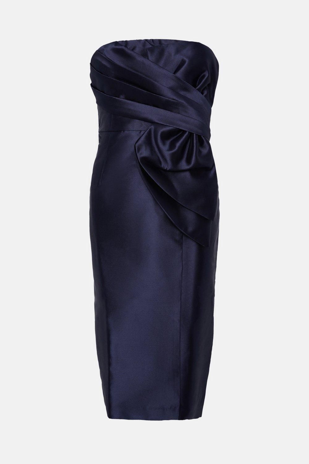 Coast Twill Bow Midi Pencil Dress Navy image 4