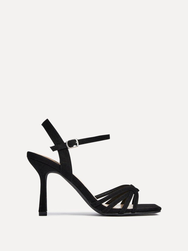 Linzi Helena Wide Fit Black Suede Heeled Sandals