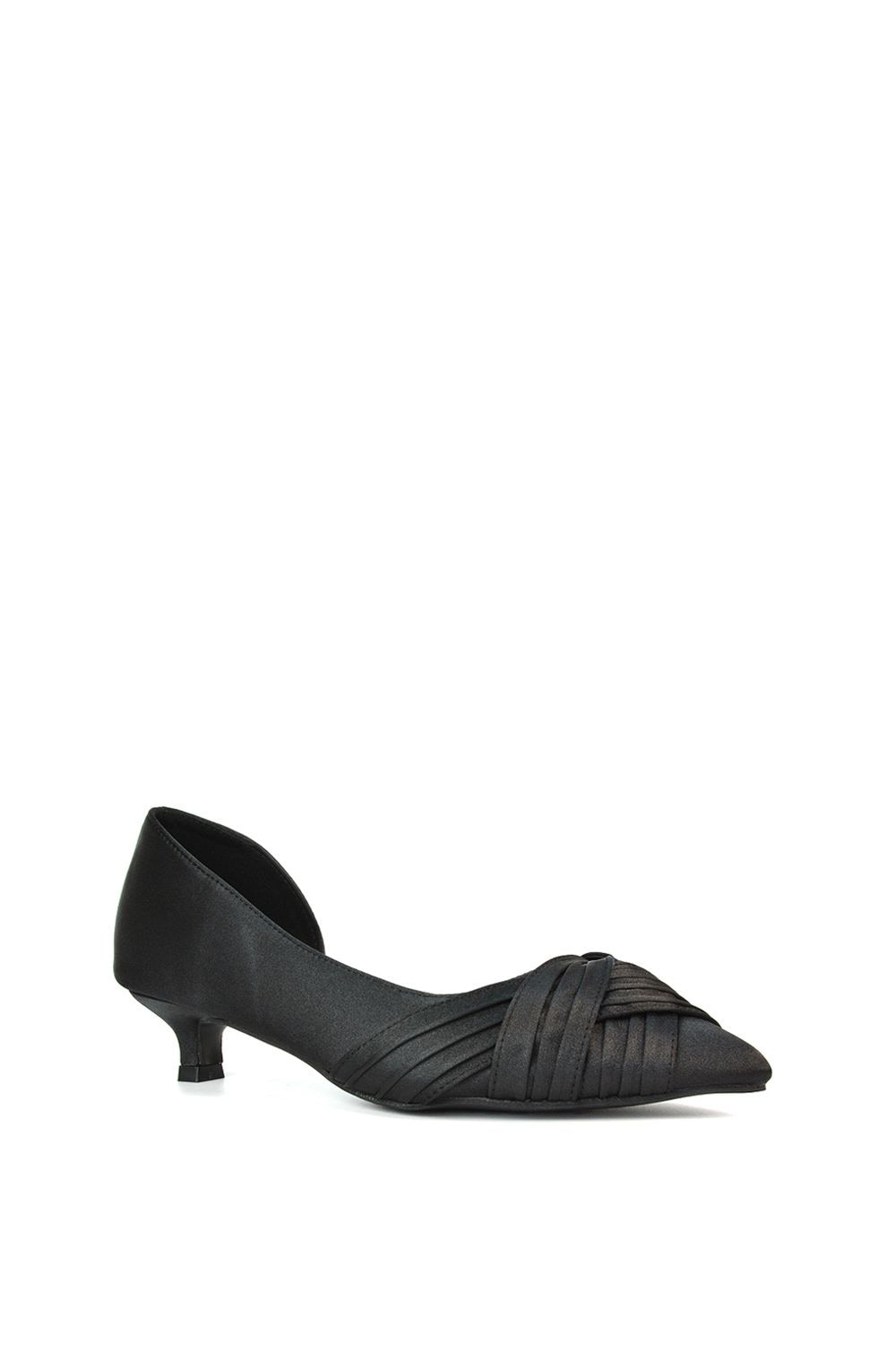 XY London 'Freya' Pointed Toe Kitten Low Heel Classic Bridal Shoe Pumps image 2