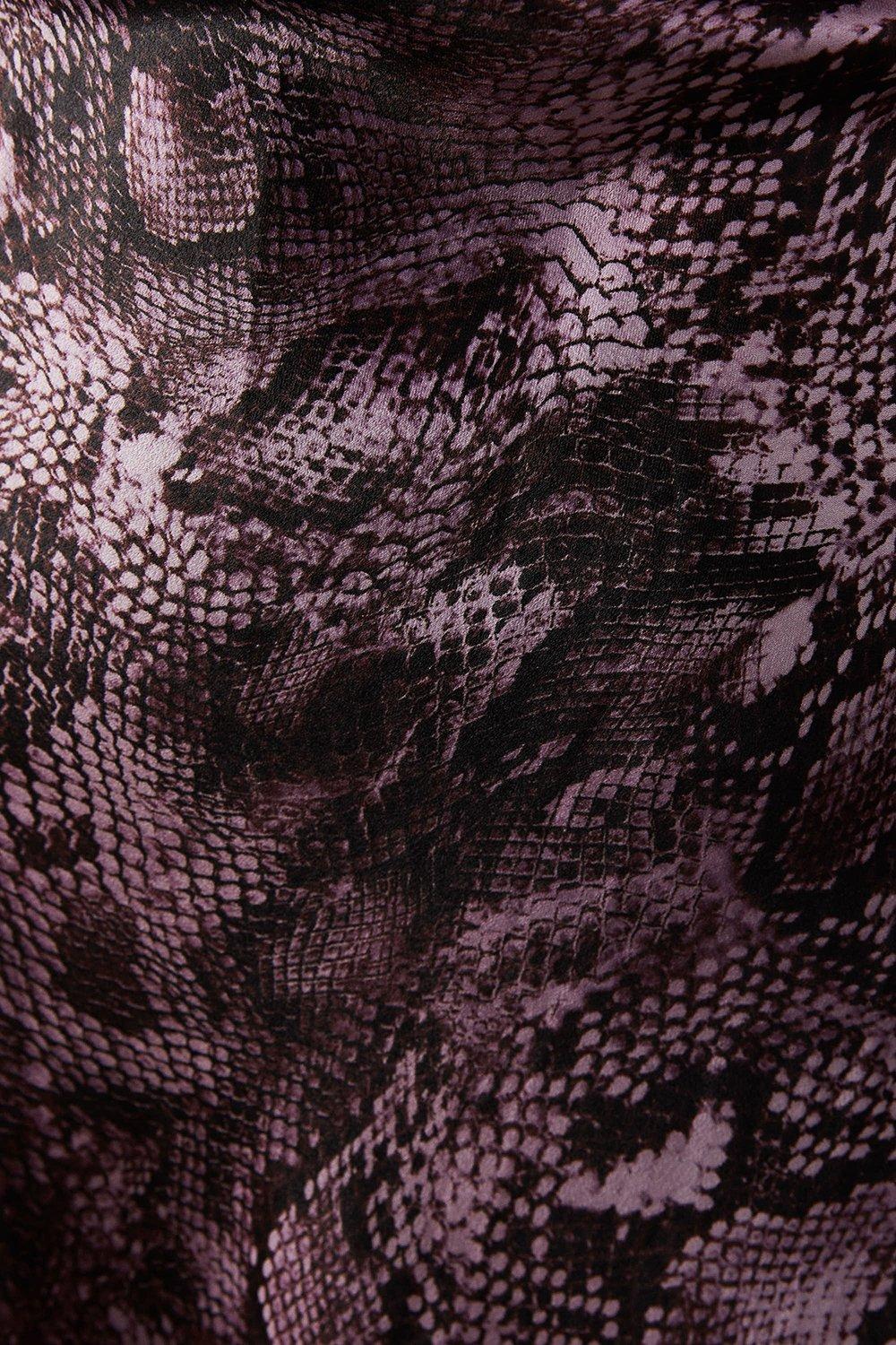 Warehouse Print Satin Racer Neck Bias Midi Slip Dress Snake image 5