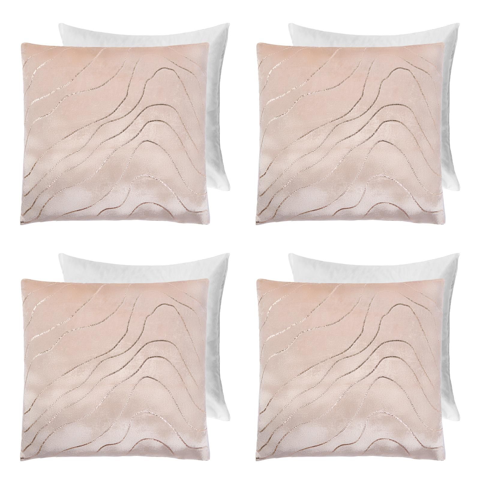 OHS 4 Pack Metallic Wave Filled Cushion Covers Home Decor Set image 1