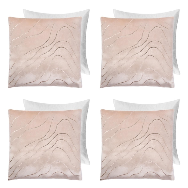 OHS 4 Pack Metallic Wave Filled Cushion Covers Home Decor Set