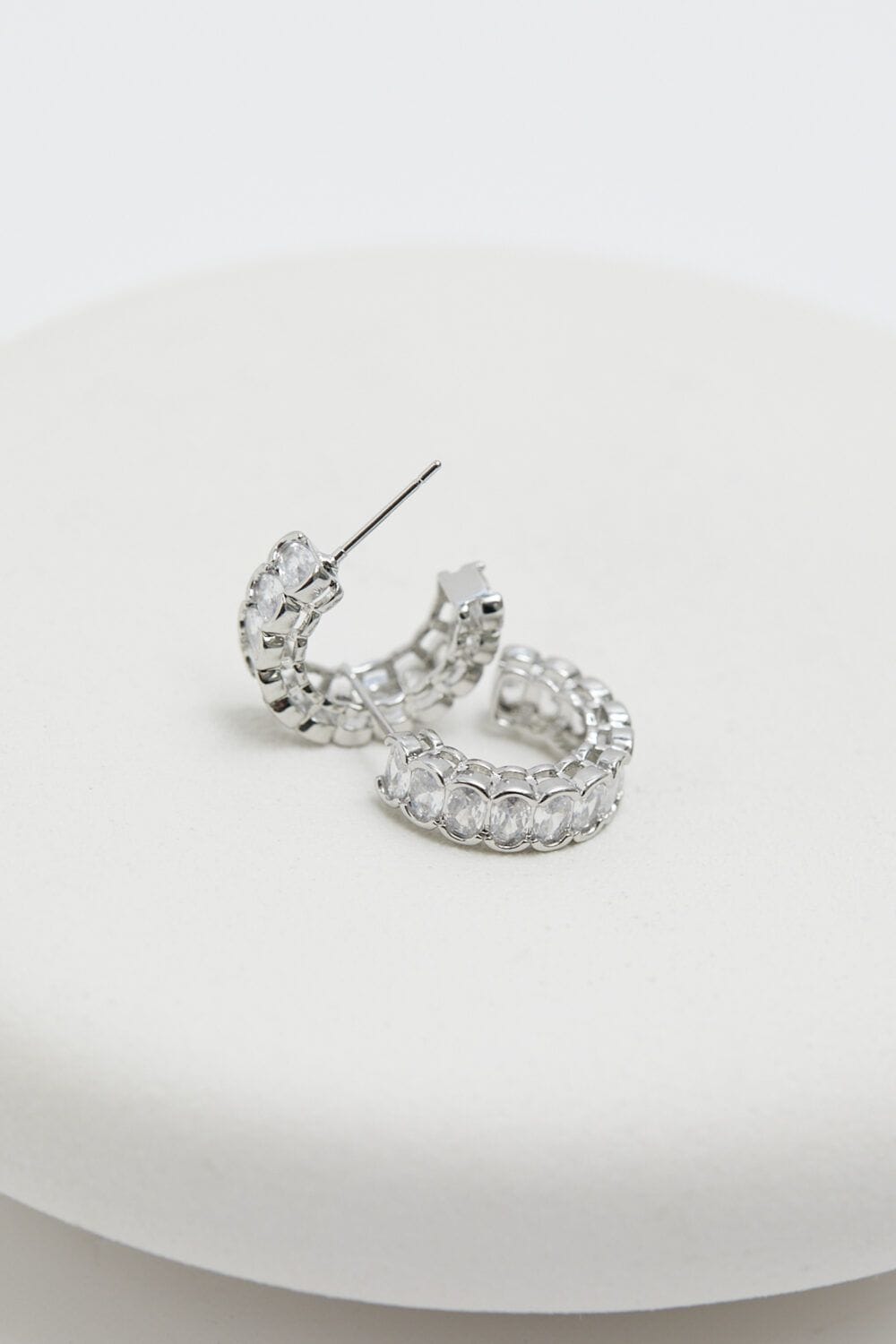 Jon Richard Rhodium Plated Cubic Zirconia Hoop Earrings image 1