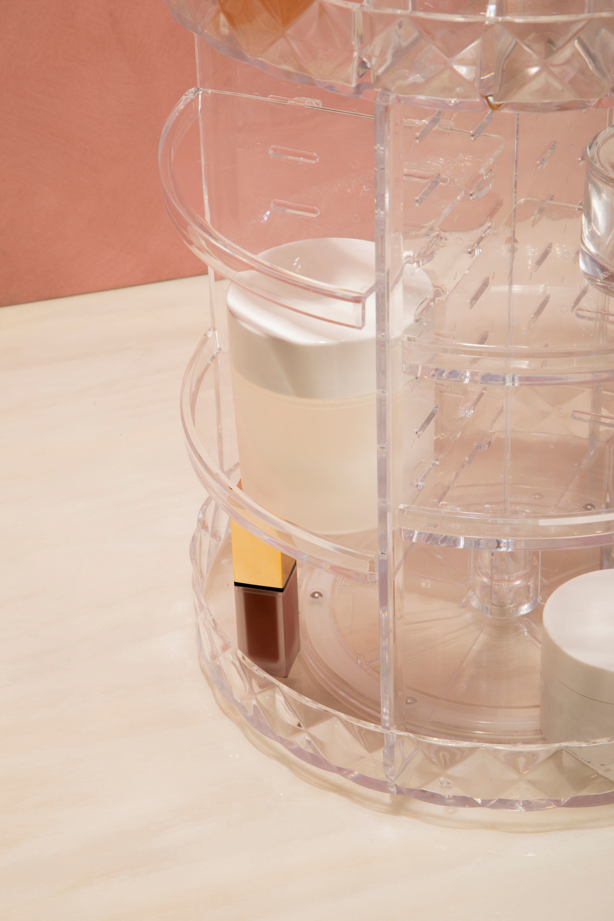 Orsina Sturdy 3 Tiered Round Revolving Black Cosmetics Organiser, Rotating Organiser, Makeup Drawer Organizer image 5