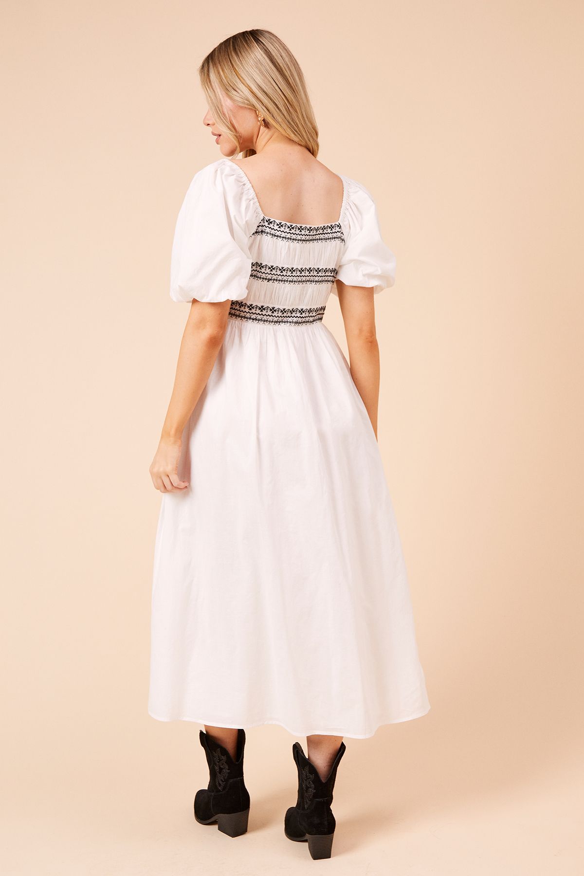 Dorothy Perkins Embroidered Bust Button Through Poplin Midi Dress Black image 3