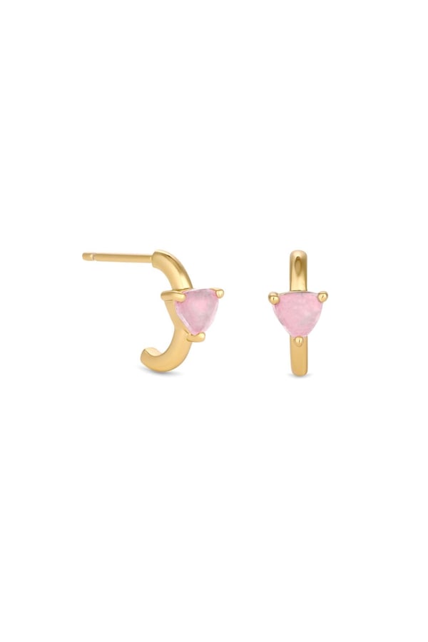 Inicio 14K Real Gold Plated Recycled Rose Quartz Hoop Earrings
