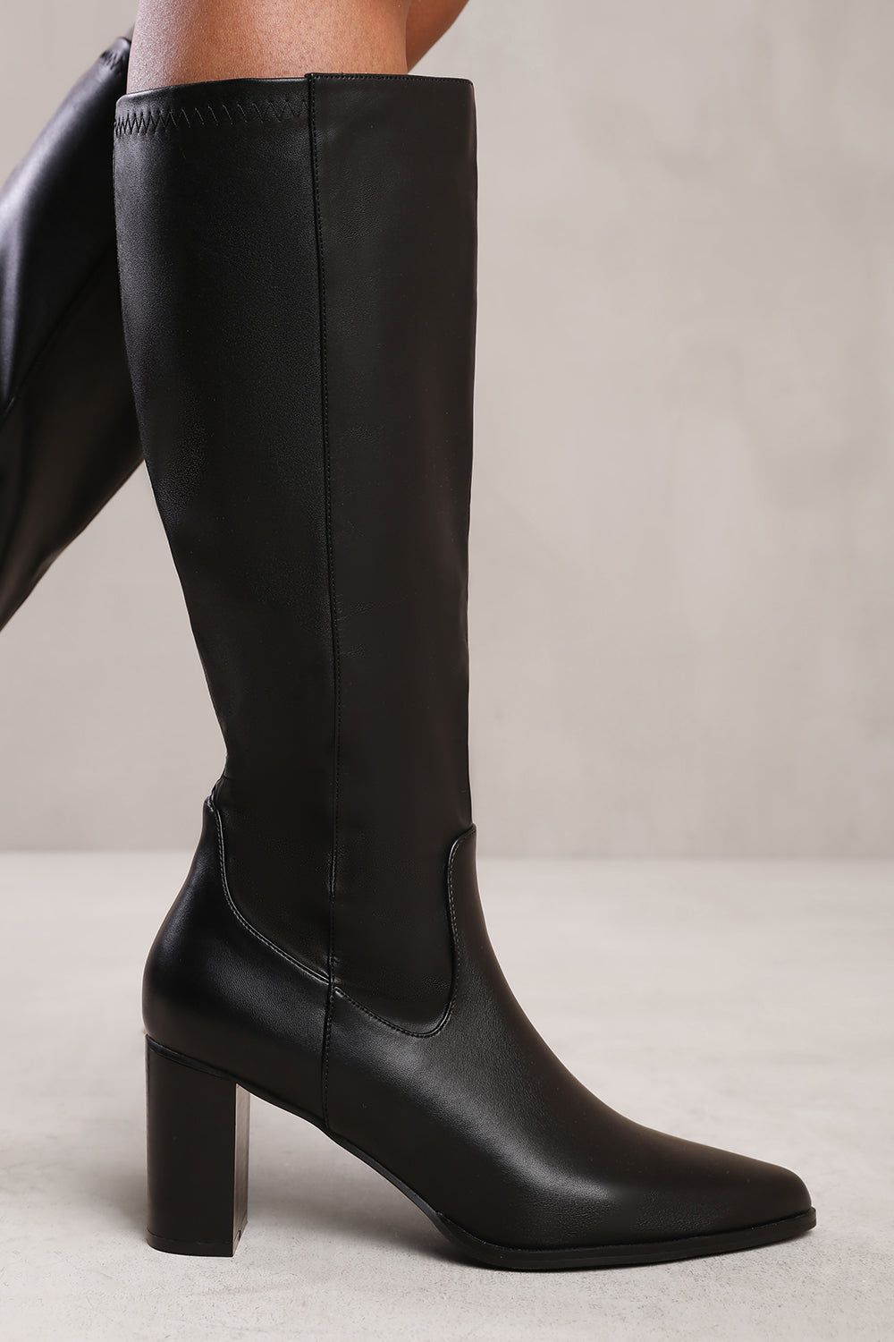 Where's That From 'Ainsley' Block Heel Knee High Boots with Stitch Detail image 4
