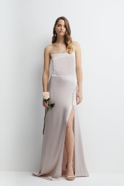 Coast Button And Split Detail Satin Bridesmaids Slip Dress Mink