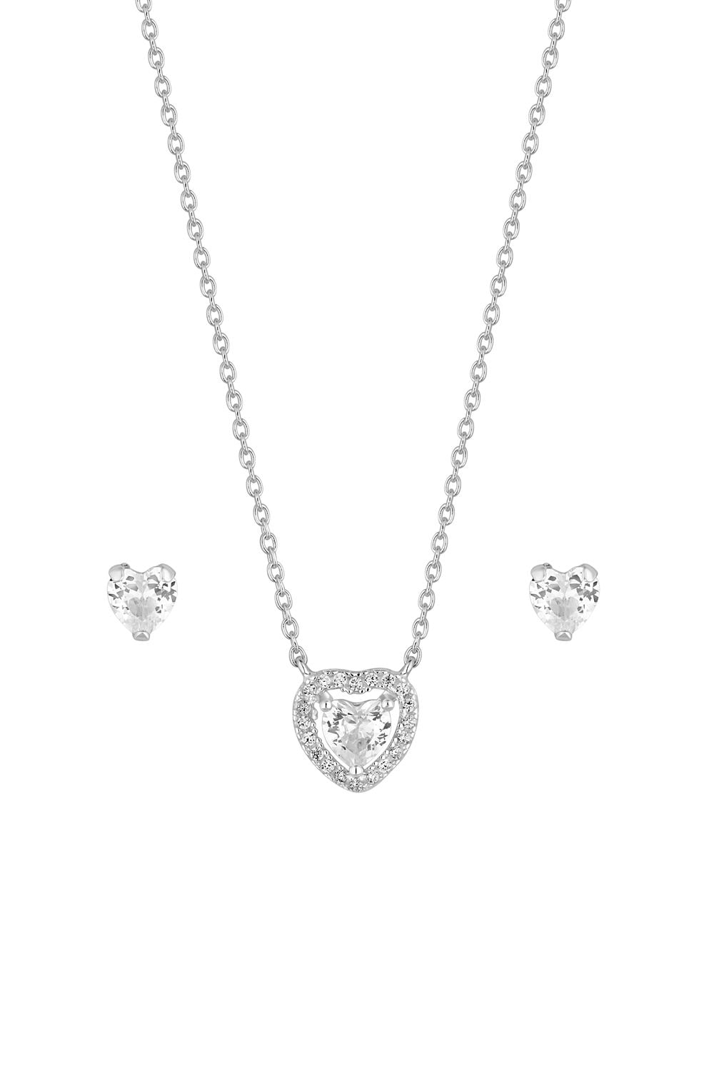 Simply Silver Sterling Silver 925 Halo Heart Jewellery Set - Gift Boxed image 2