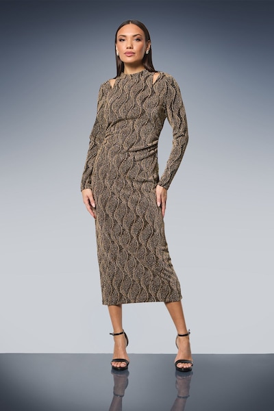 Principles Cut-Out Detail Sparkle Jersey Midi Dress Gold