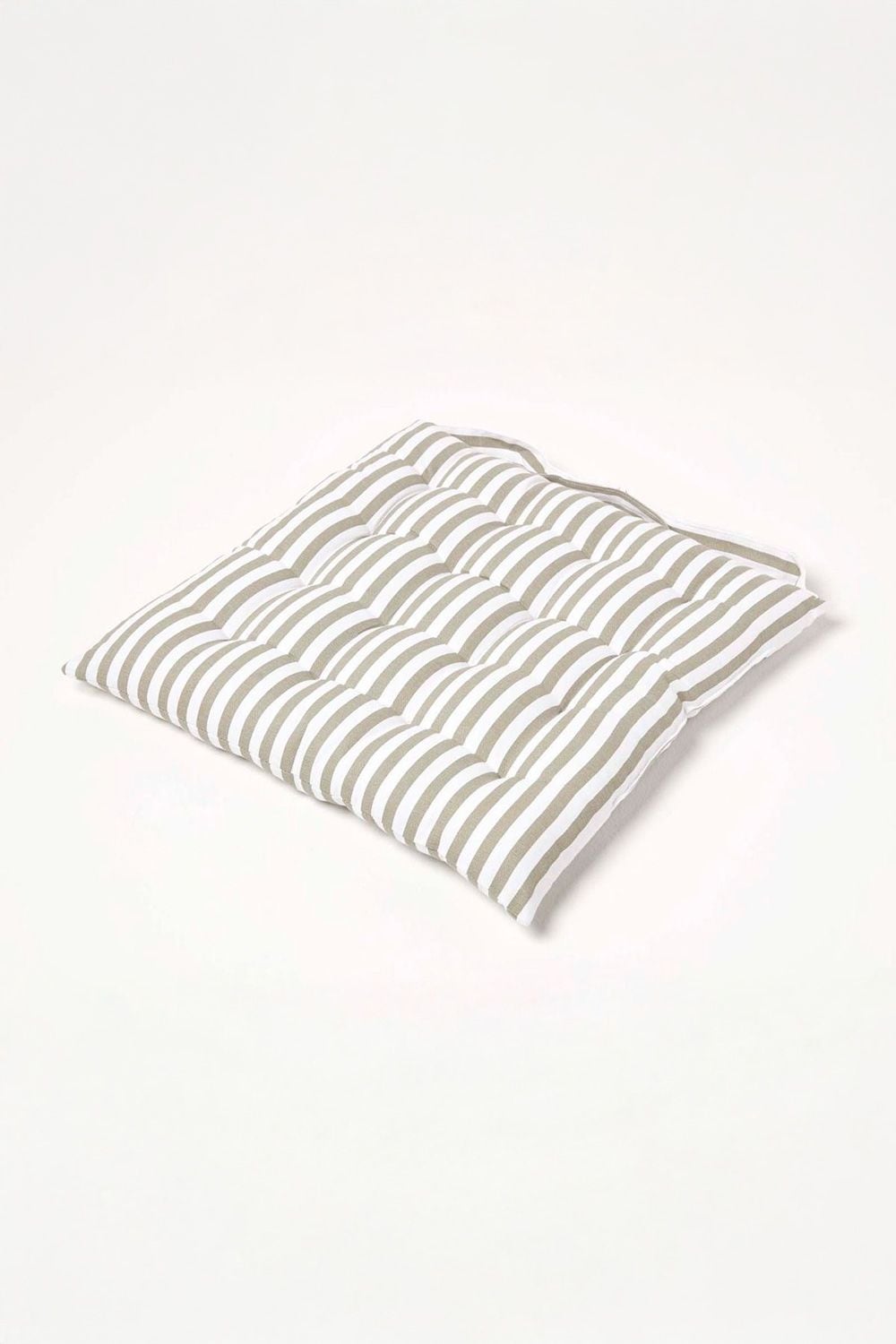 Homescapes Set of 4 Grey Stripe Seat Pad with Button Straps 100% Cotton 40 x 40 cm image 2
