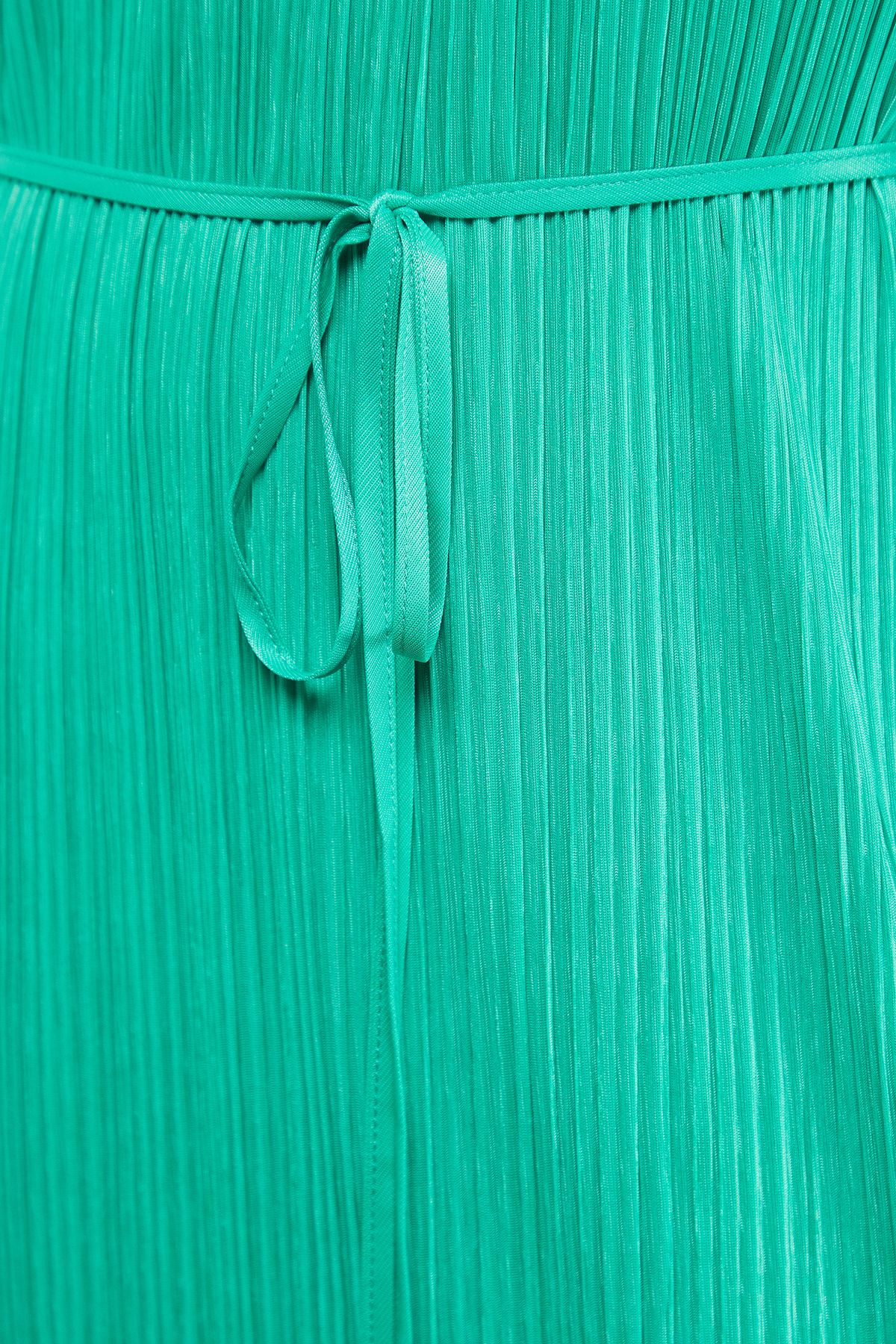 Warehouse Plisse Belted Column Midi Dress Bright Green image 5