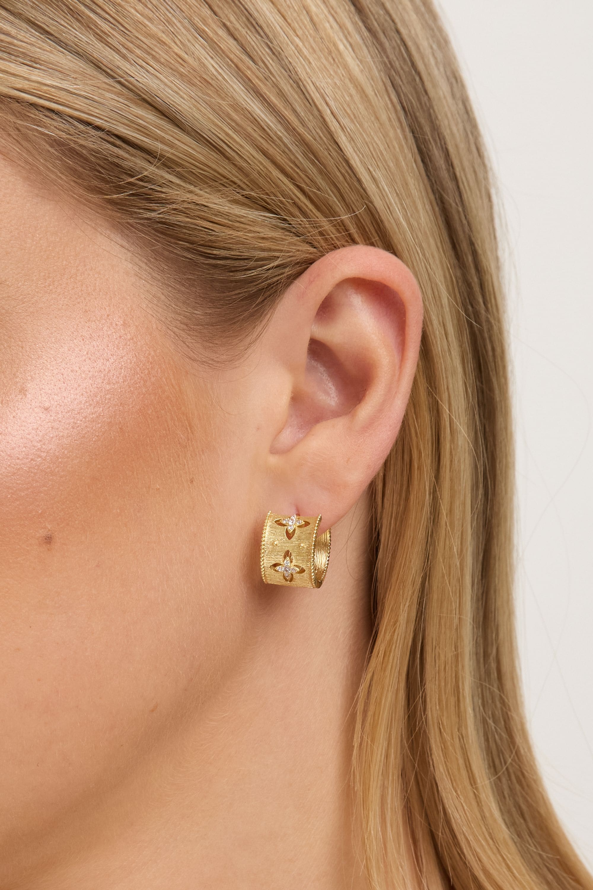 Jon Richard Gold Plated Clover Hoop Earrings image 2