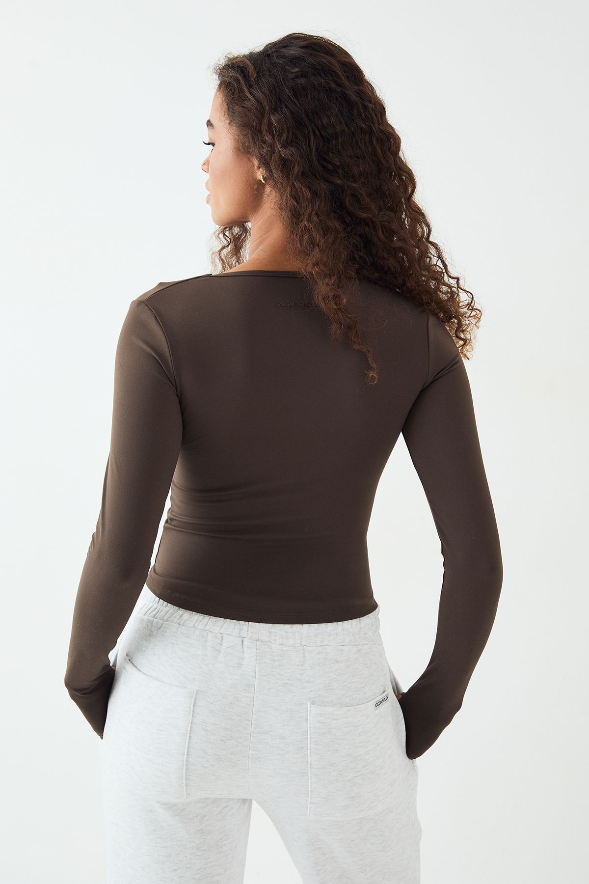 DSGN Studio DSGN Studio Ultra Sculpt Wrap Front Padded Long Sleeve Top Espresso image 2