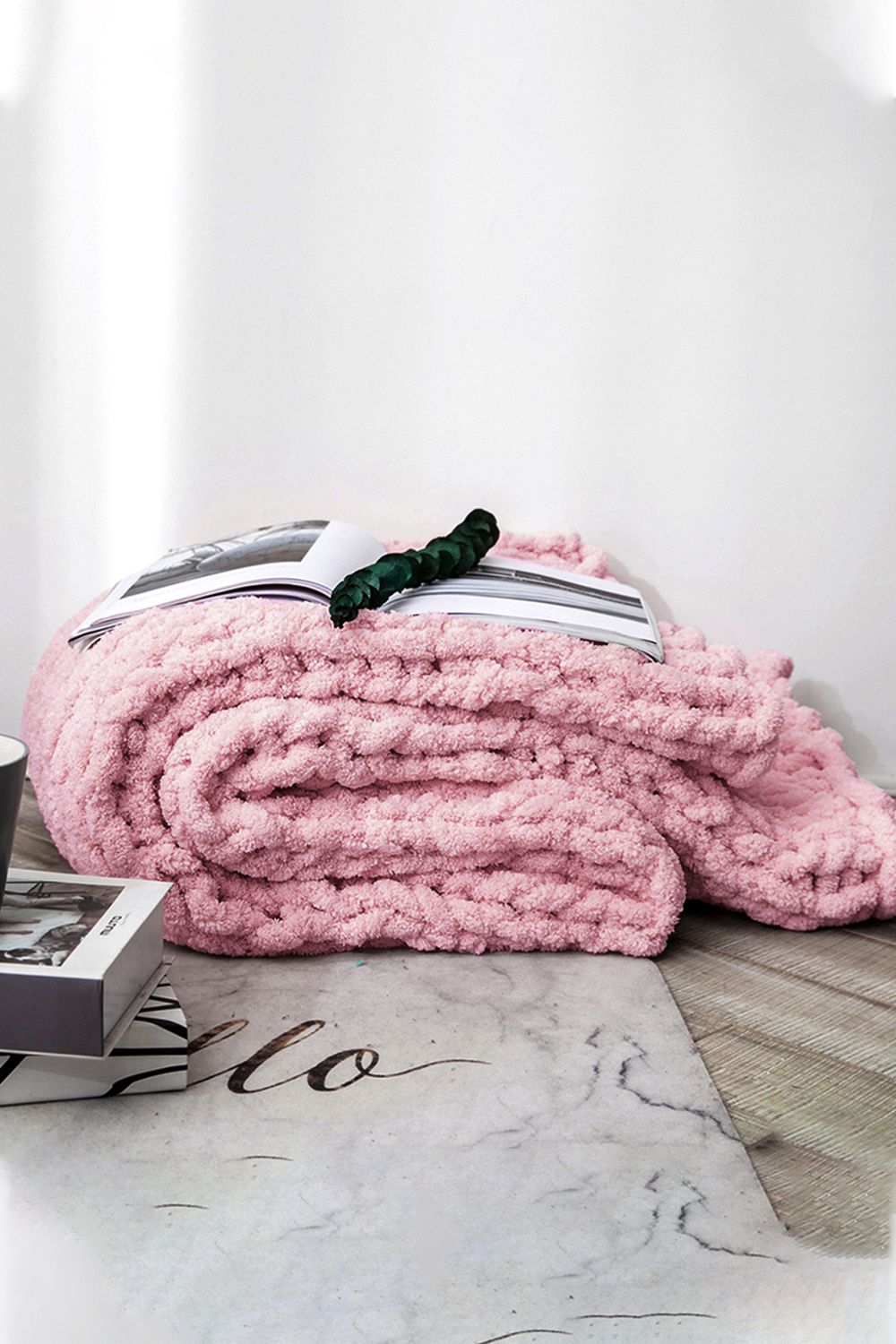 Living and Home Chunky Knit Throw Blanket 80x100cm image 2