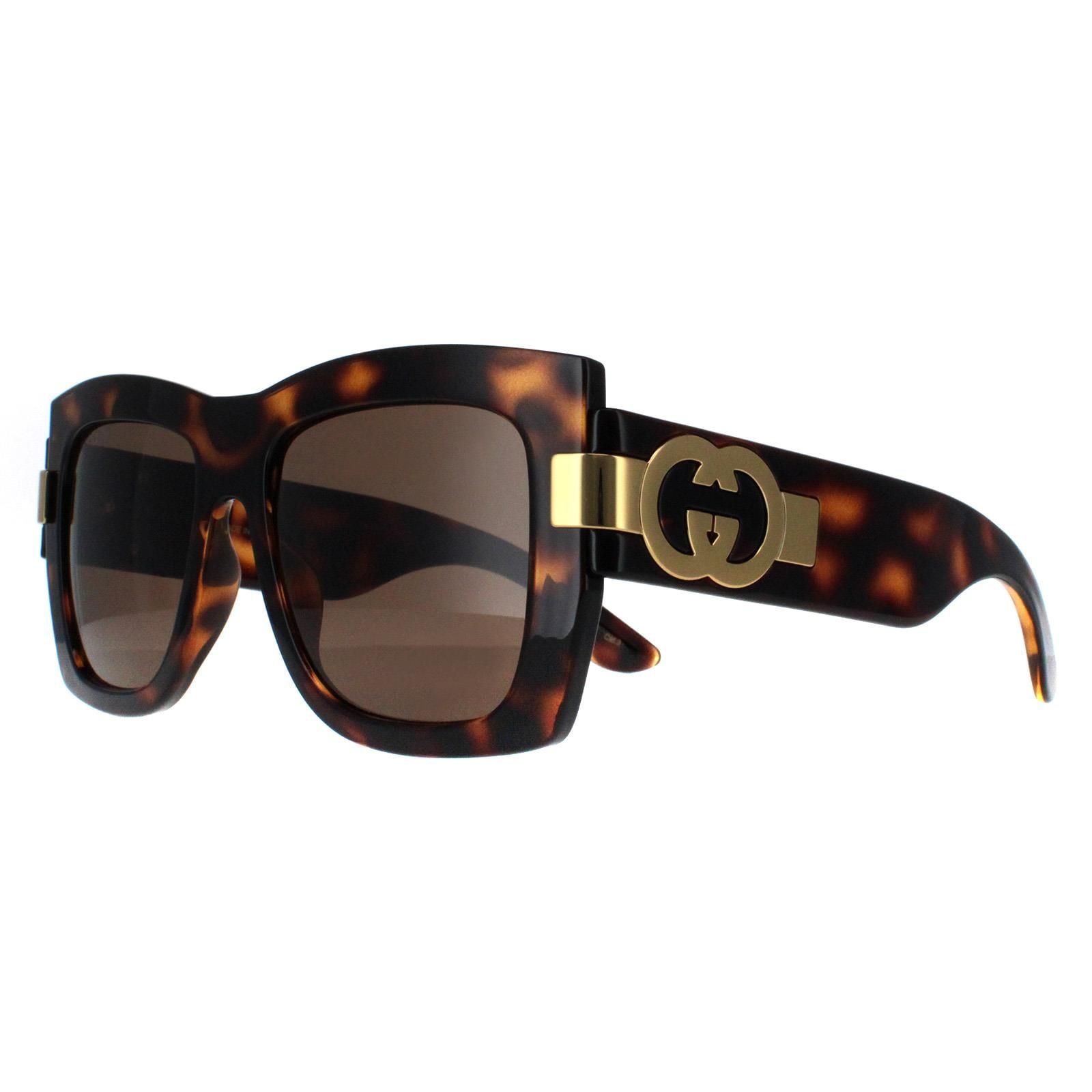Gucci Square Dark Havana with Gold Brown GG1688S image 2