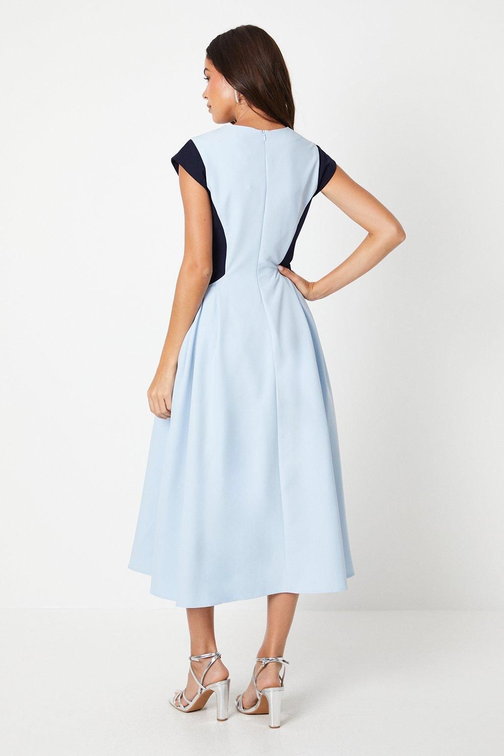 Coast Crepe Colour Block Midi Dress Pale Blue image 3