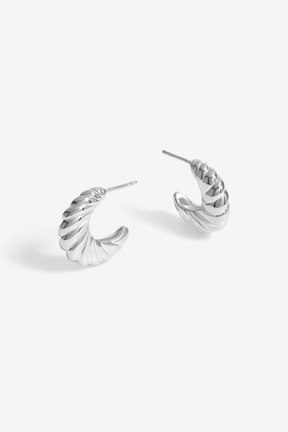 Jon Richard Silver Plated Ridge Hoop Earrings image 1