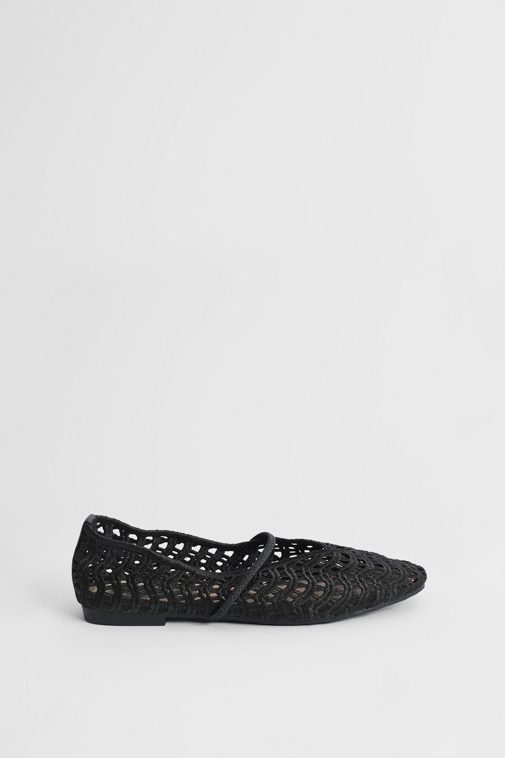 Oasis Lacie Open Weave Mary Jane Ballet Pumps Black