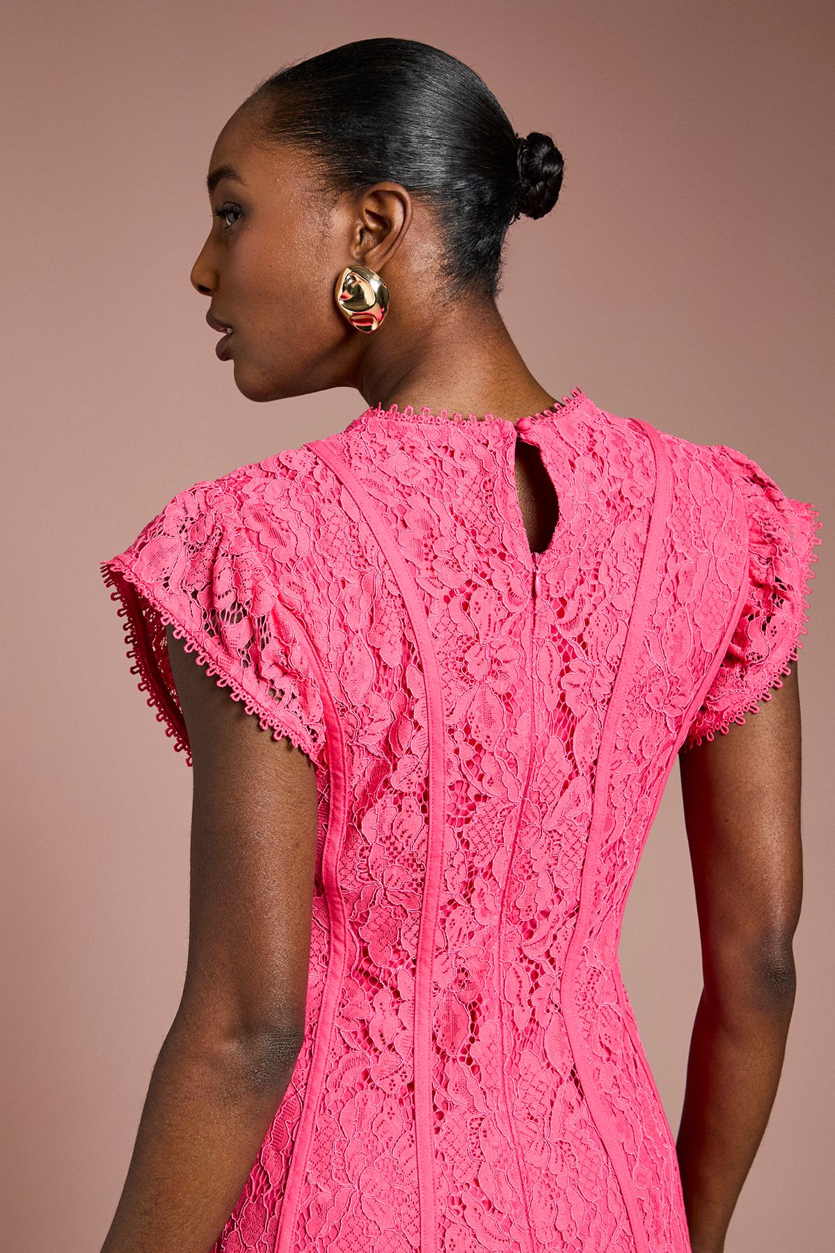 Coast Lace Panelled Midi Dress Red image 5