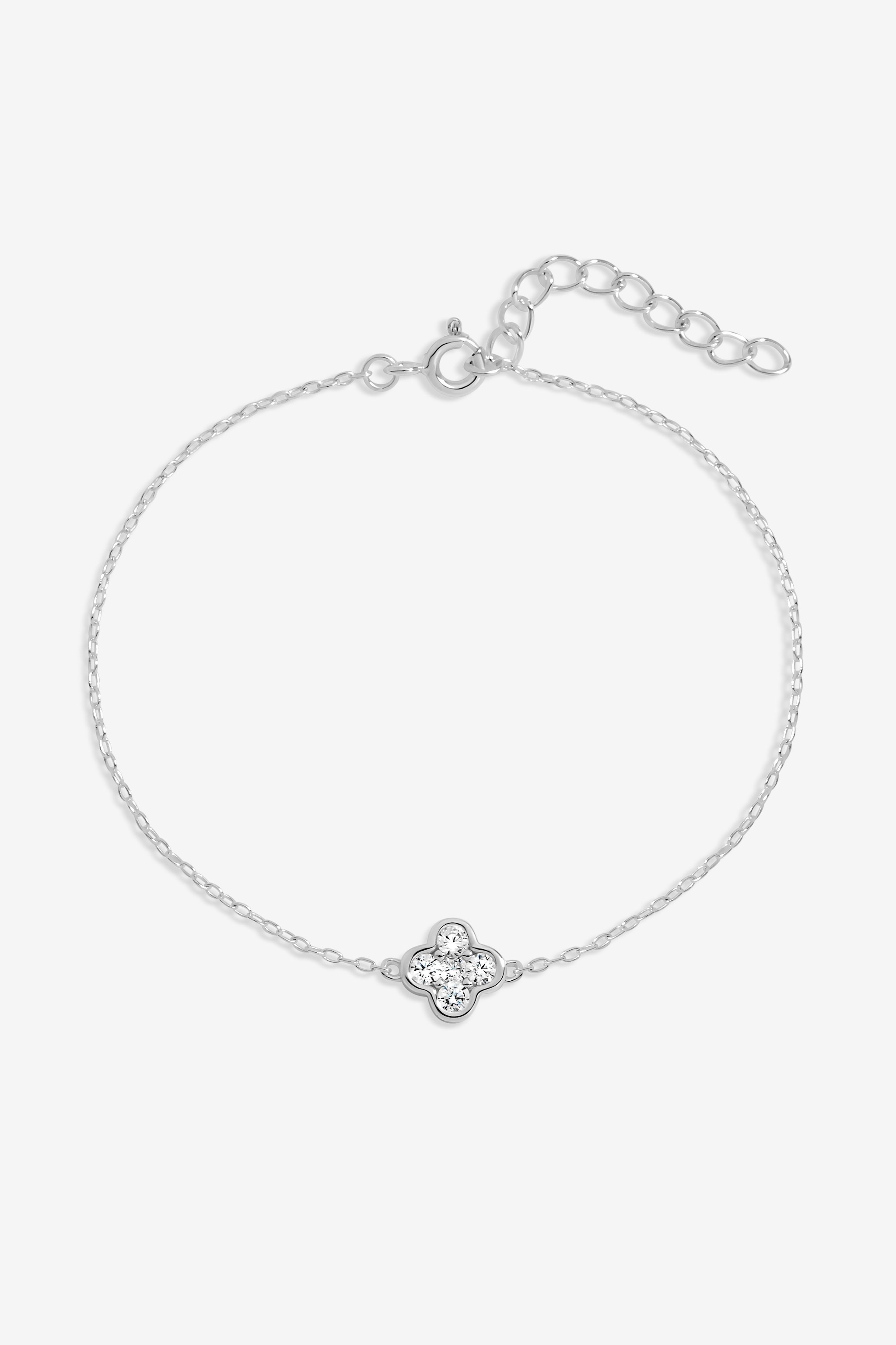 Simply Silver Sterling Silver 925 Cubic Zirconia Clover Bracelet image 1
